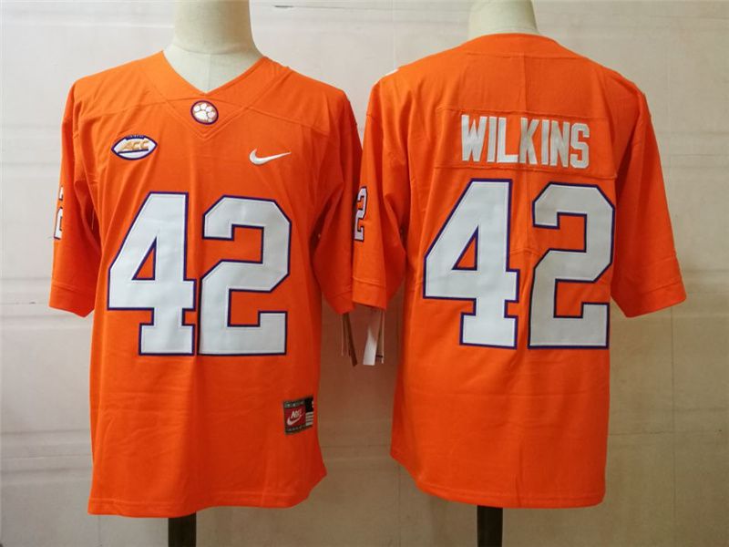 Men Clemson Tigers #42 Wilkins Orange Nike 2025 NCAA Jersey
